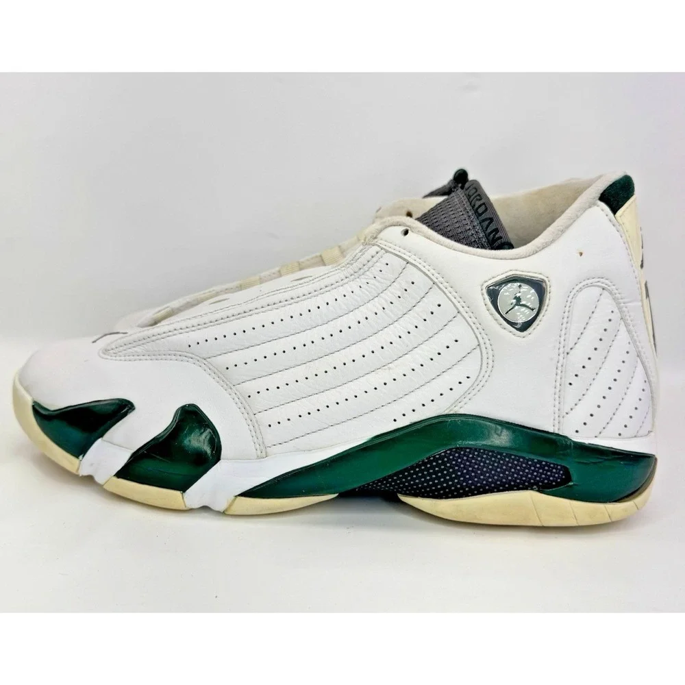 Nike Air Jordan 14 Retro Forest Green White 2005 Size 13 311832-131 No Laces - Picture 9 of 16